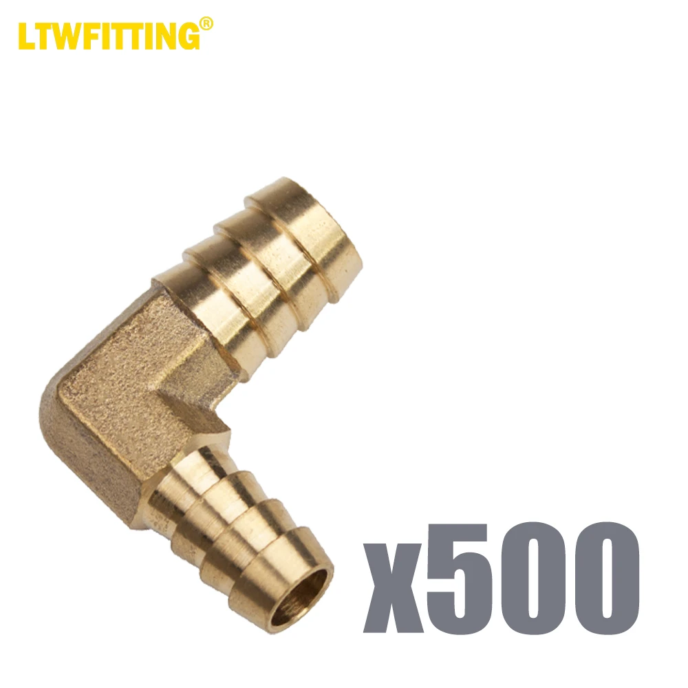 

LTWFITTING 90 Deg Reducing Elbow Brass Barb Fitting 1/2-Inch x3/8-Inch Hose ID Air/Water/Fuel/Oil/Inert Gases (Pack of 500)