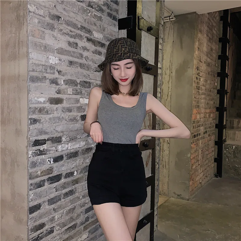 High Waist A-line Fashion Women's Denim Shorts New Summer Ultra Thin Straight Leg Tight Elastic Shorts Female Thin Hot Pants bike shorts