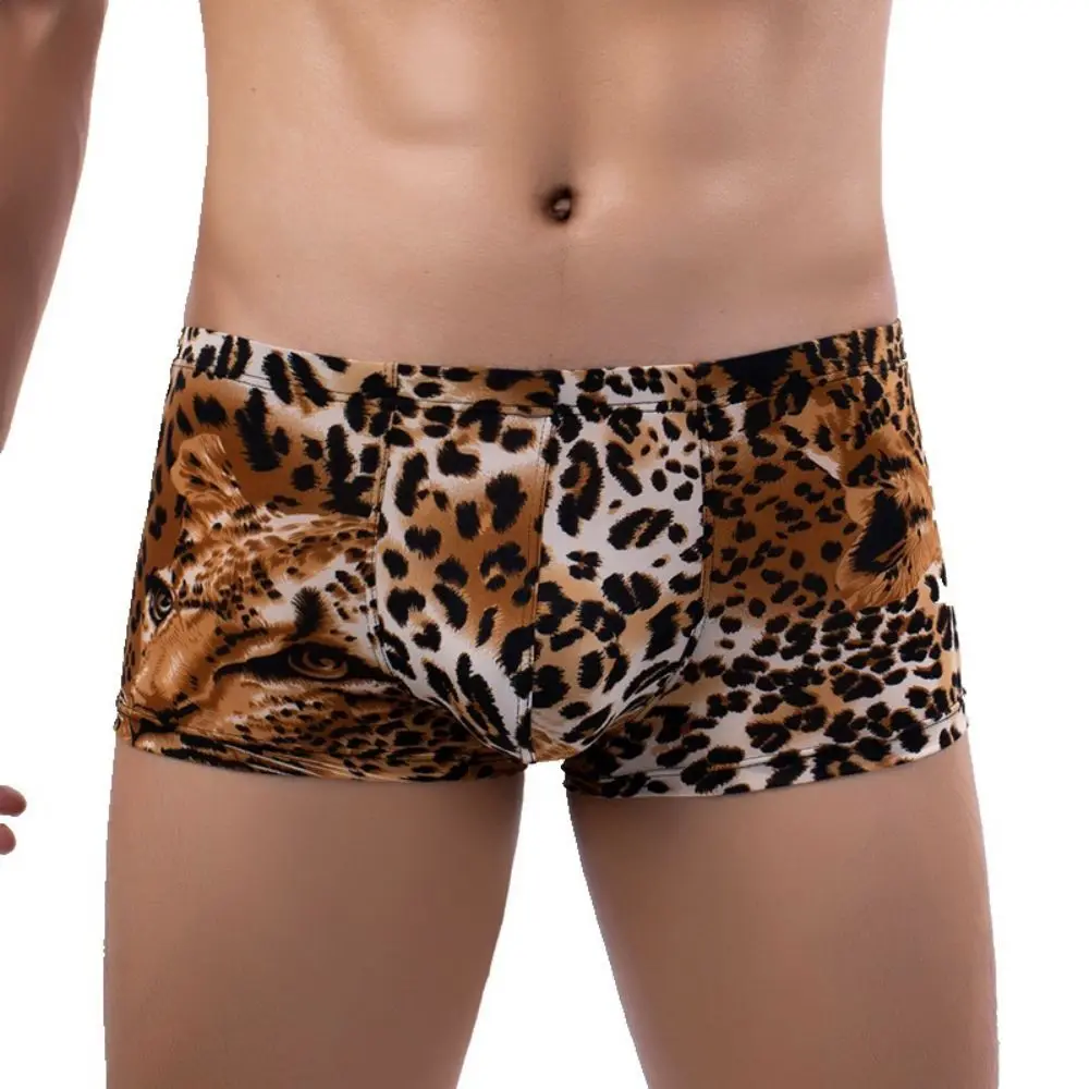 

Men'S Flat Corner Underwear Boxer Shorts Leopard Print Snake Print Low Waisted Sexy Breathable Shorts Sexy Cuecas Calzoncillos