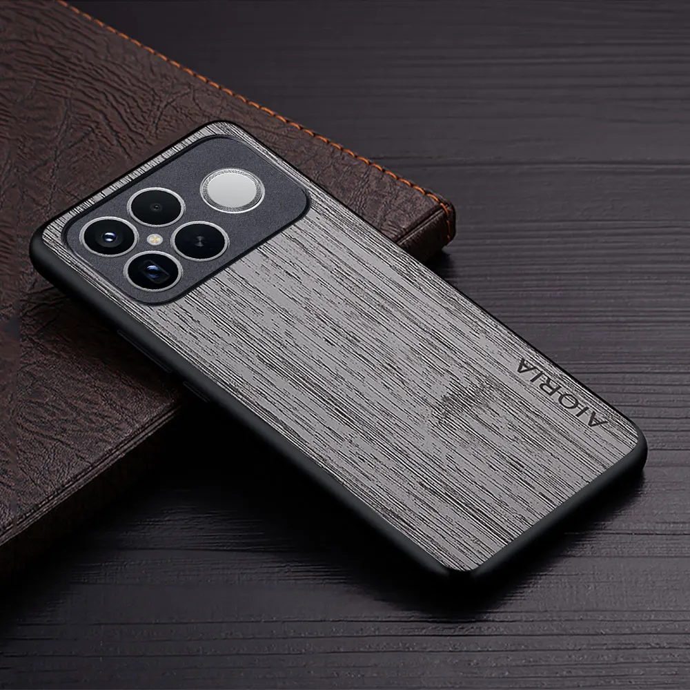 Luxury Faux Leather Wood Grain Phone Cover