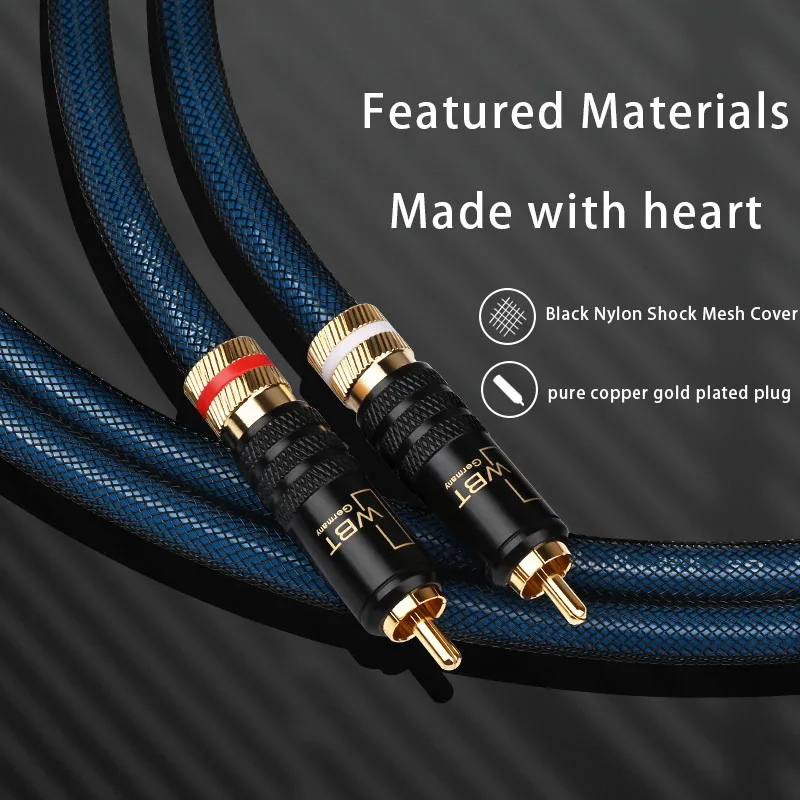 ATAUDIO одна пара HiFi RCA аудио кабель высокопроизводительный Премиум Hi-Fi аудио 2RCA к 2RCA кабель для соединения