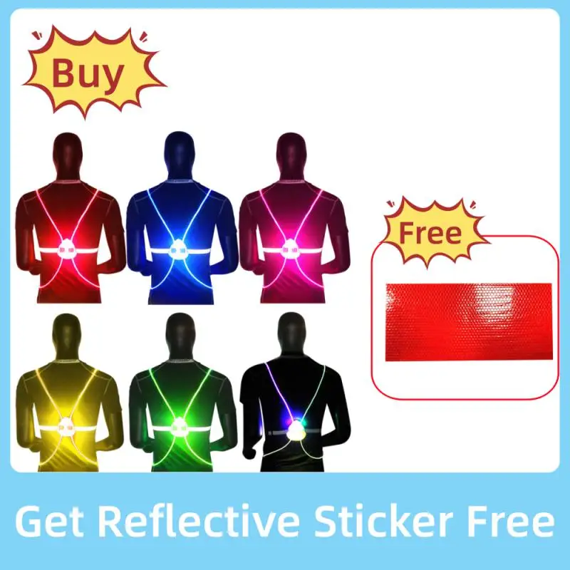 야간 야외 스포츠 LED 조끼, 360 반사, 높은 가시성, 플래시 안전, 광섬유 ..