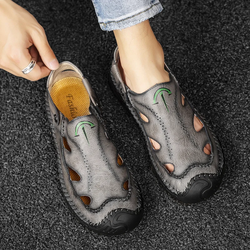 

New Outdoor Men's Sandals Breathable Summer Comfortable Men Shoes Handmade Men Sandals Plus Size Sneakers Rubber Beach Sandals