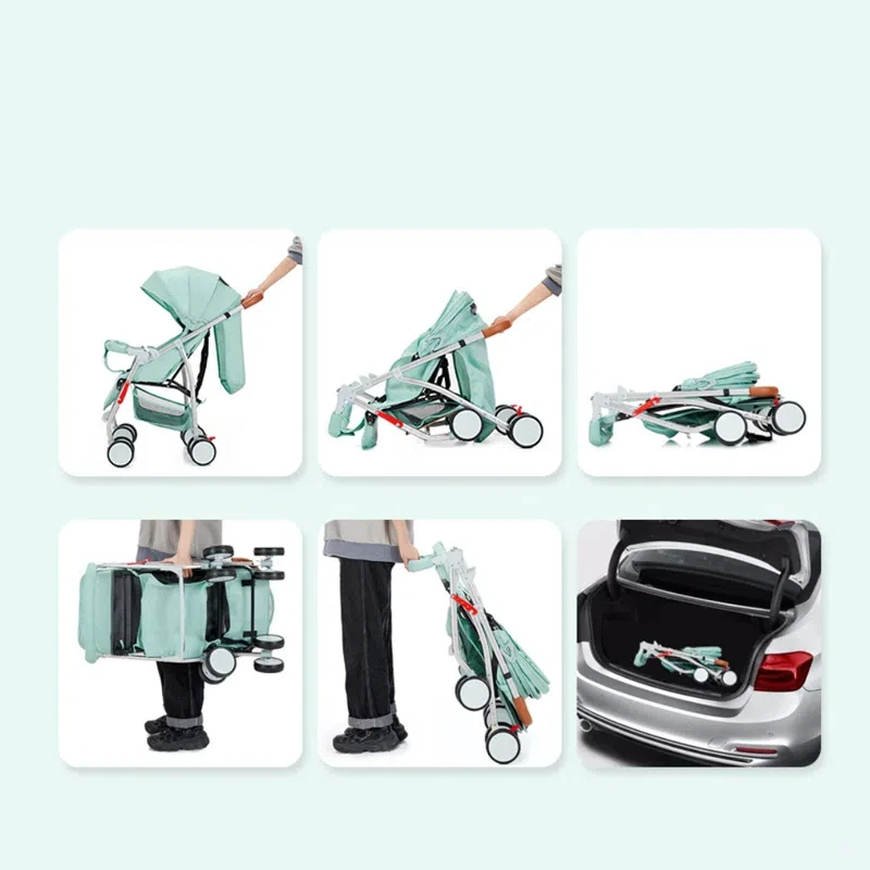 Baby Stroller Portable Baby Carriage Fold Pramfor Newborn Trolley Car Seat Portable Stroller Four Wheel Suspension