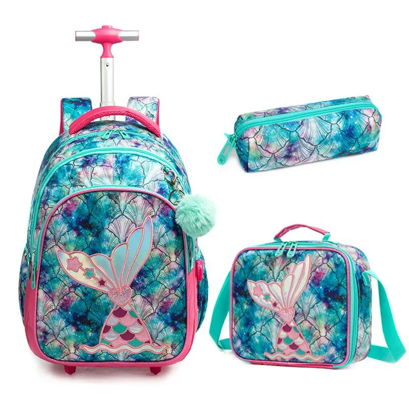 

Trolley Schoolbag kids Wheel school Backpack Removable Children School Bags for boys With Wheels Kids girls Luggage Book Bags