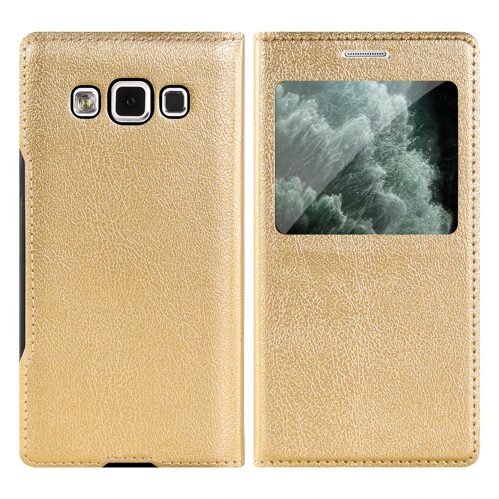 Sleek Transparent Window Flip Leather Phone Case