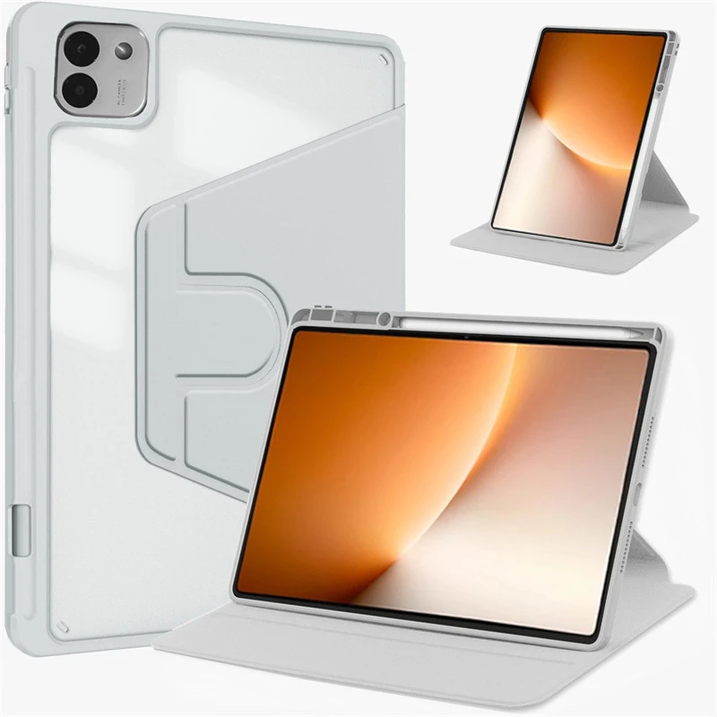 Smart Rotating Acrylic Back Case with Pencil Slot