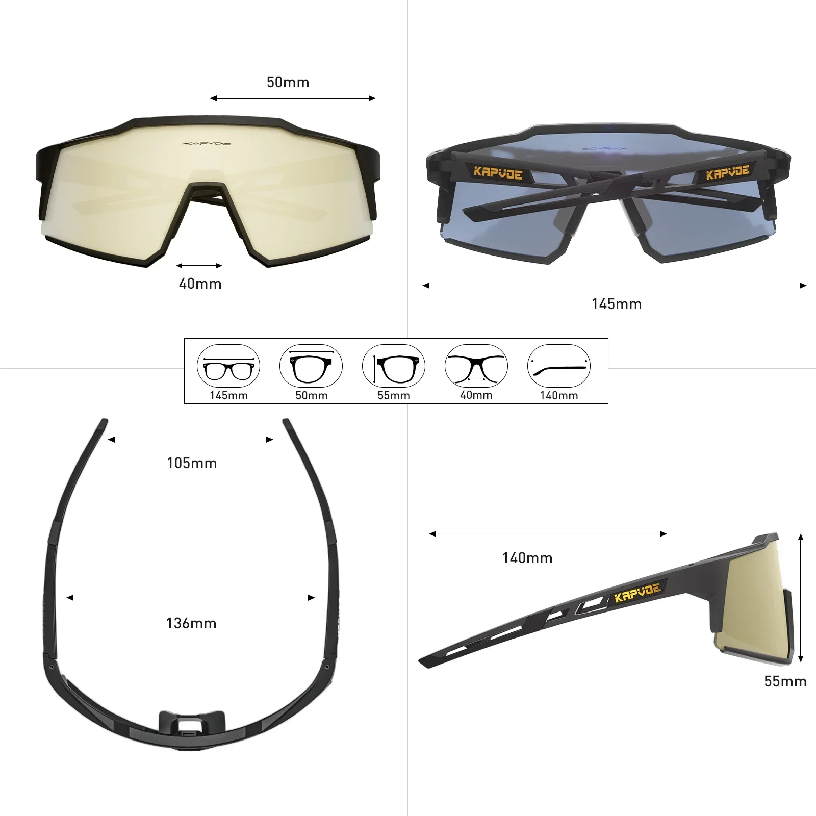 Kapvoe Polarized Sunglasses Fashion Cycling Glasses Bike Road Driving Goggles Outdoor UV400 Sports MTB Road Mountain Bicycle