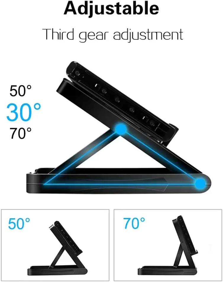 닌텐도 스위치 OLED LITE 콘솔용 조절식 접이식 플레이스탠드, 휴대용 컴팩트 플레이 스탠드 홀더 마운트 브래킷(3단 높이 조절 가능)