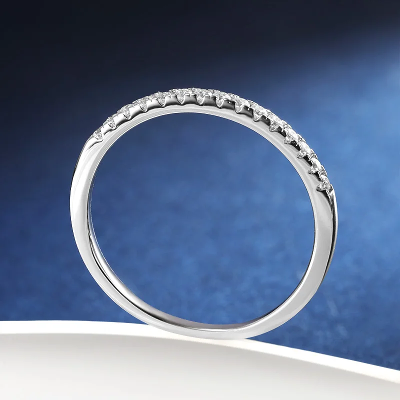 Halaile 1.5mm D Color Moissanite S925 Sterling Silver Stackable Row Ring with GRA Trendy Fine Jewelry Women Classic Dainty Gift 5