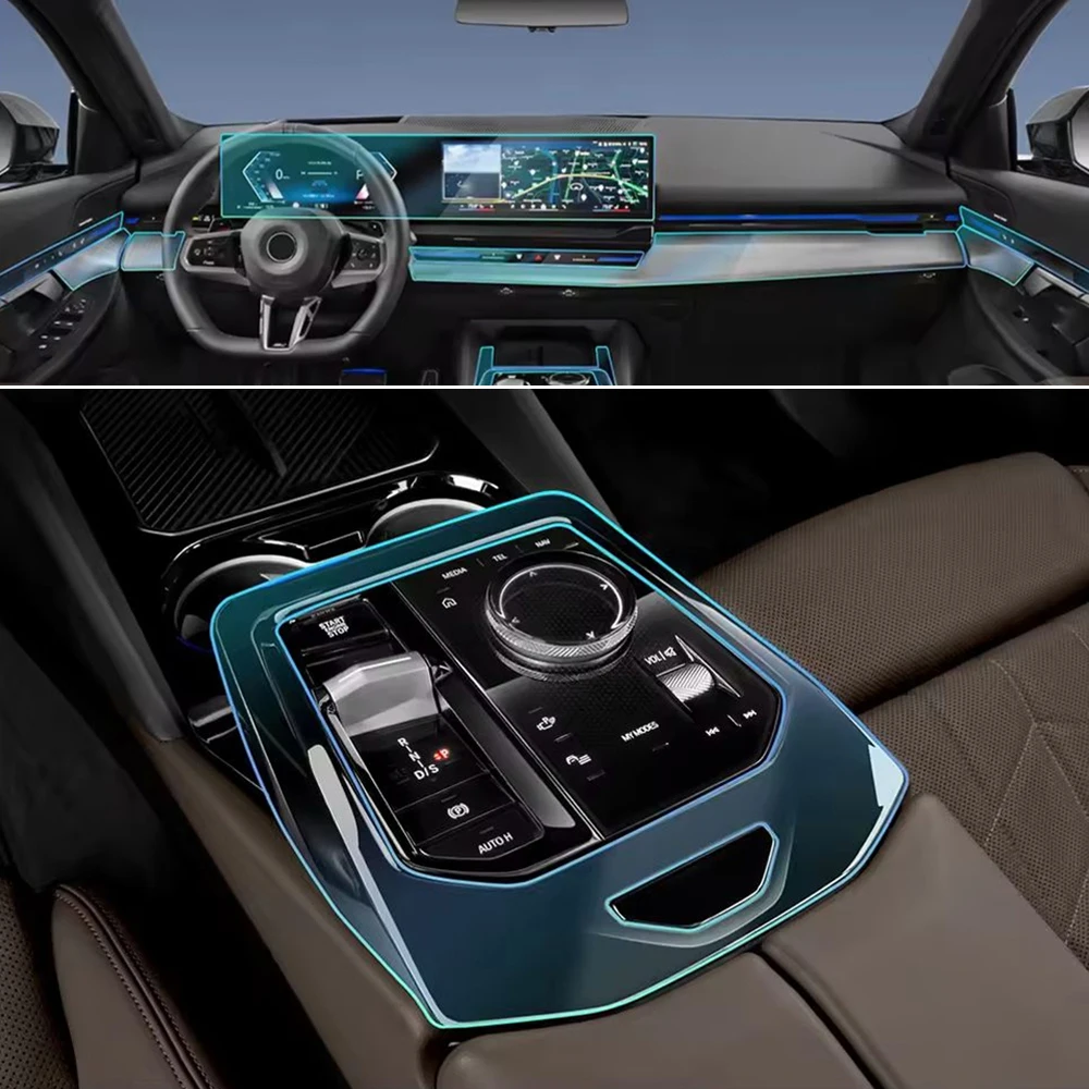 BMW 5 시리즈 i5 G60 2024용 자동차 내부 센터 콘솔 투명 보호 TPU 필름, 사전 재단된 긁힘 방지 PPF 커버 액세서리
