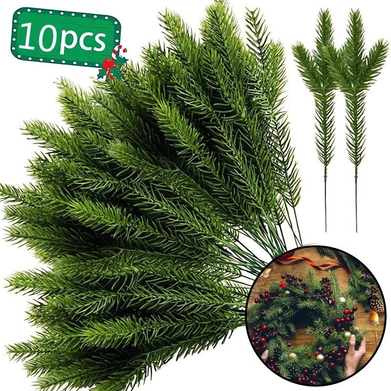 10 Stück Weihnachts kiefern nadel zweige gefälschte Pflanze Weihnachts baum Ornament Dekorationen für Zuhause DIY Kranz Geschenk box Hochzeits blumen