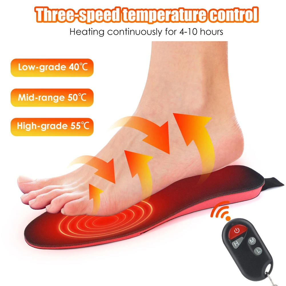 Electric Heated Insoles with Remote Control Feet Warmer USB Rechargeable Winter Heating Insoles for Outdoor Sports
