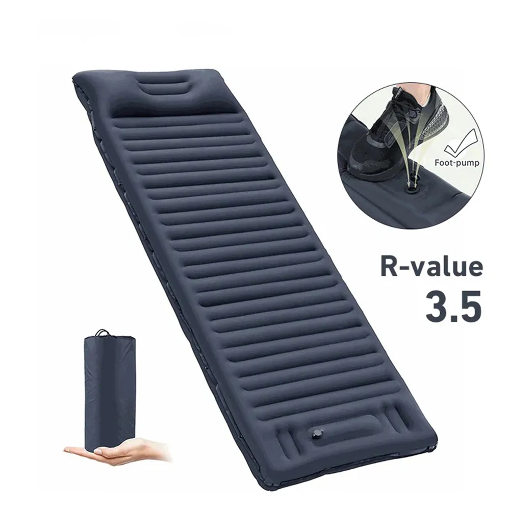 Travel Camping Bed Outdoor Inflatable Mattress with Pillow Ultralight Thicken Sleeping Pad Splicing Built-in Pump Air Cushion