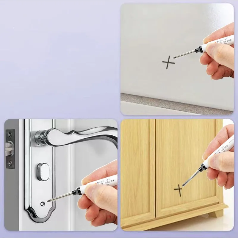 6 개/대 금속 천공 펜에 대 한 20mm 깊은 구멍 긴 펜촉 머리 마커 방수 욕실 목공 장식 다목적