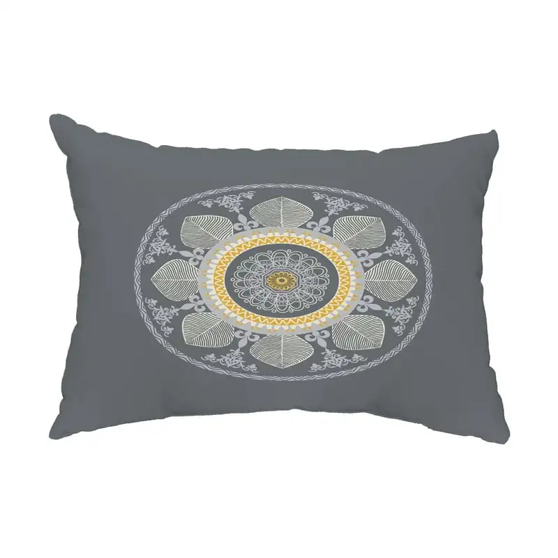 

14" x 20" Stained Glass Gray Decorative Abstract Outdoor Throw Pillow