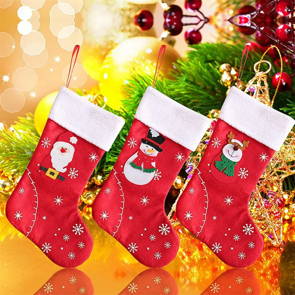 Christmas Stockings Christmas Bag Homemade Santa Claus Sock Gift Christmas Tree Decoration For Household Fabric Party Supplies