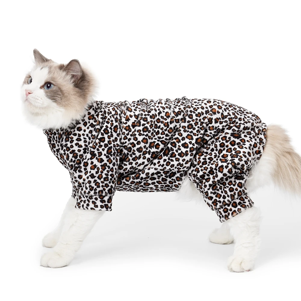 Leopard Cat Recovery Suit 4 Gambe Pet Cat After Operation Wear Anti Leccare Ferite E-Collar Alternativa Per Cani Gattini Maschi Femminili