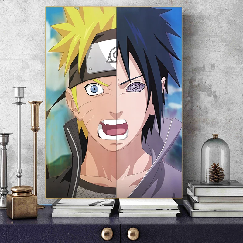 Quadro decorativo Desenho Naruto e Sasuke Anime Arte para sala