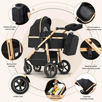 Poussette bébé 3 en 1 paysage haut pour nouveau-né mère enfants Portable chariot pliant luxueux poussette siège de voiture landau de voyage 2
