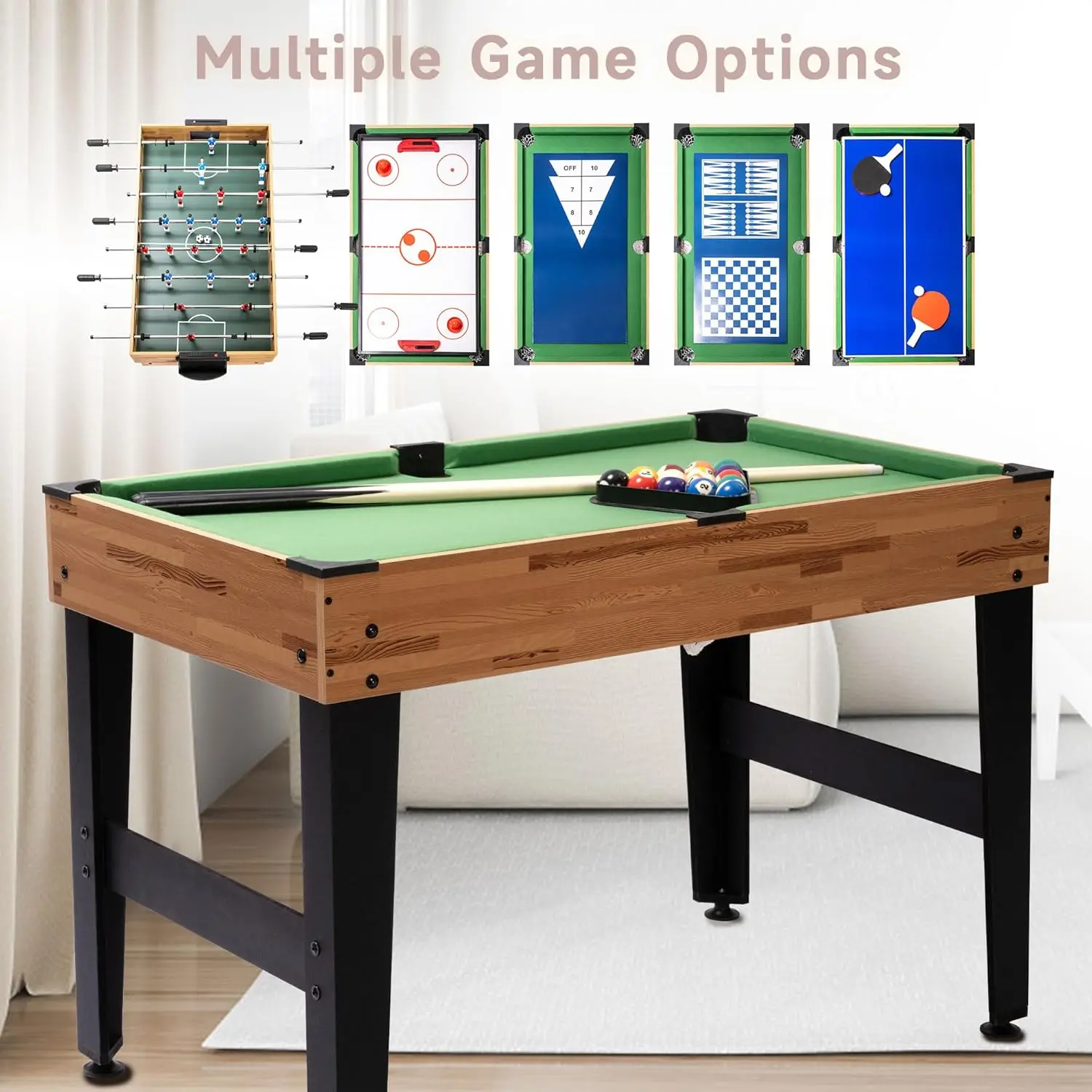 2x4ft 13-in-1 Combo Game Table Set for Home,Combination Tables for Game Room, Friends & Family w/Hockey, Football, Billiards 5