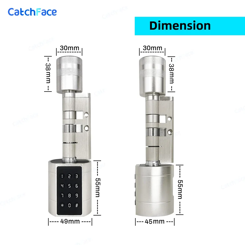 Catchfcae New Adjustable Replacement Tuya APP Fingerprint Cylinder Electronic Sm