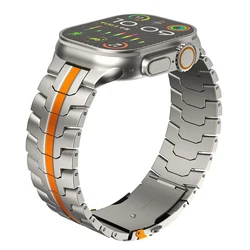 Luxury Titanium Strap for Apple Watch - Elegant Correa Bracelet Accessory (Titanium orange)