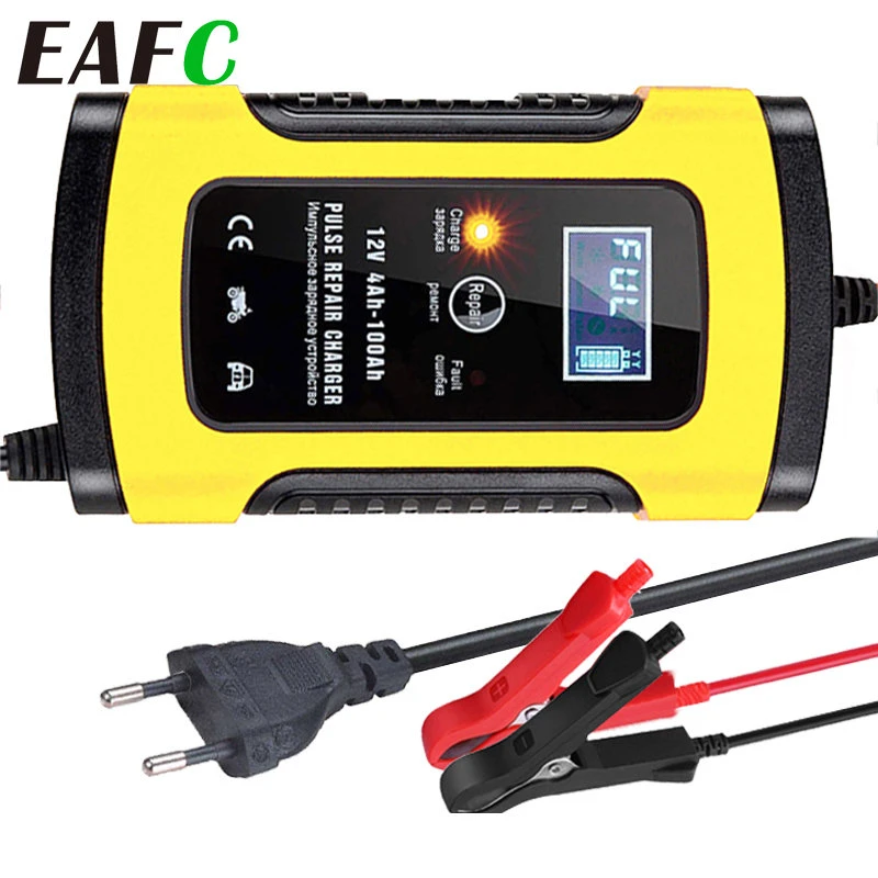 Full Car Motorcycle Battery Charger 12v 6a Auto Pulse Repair Lcd