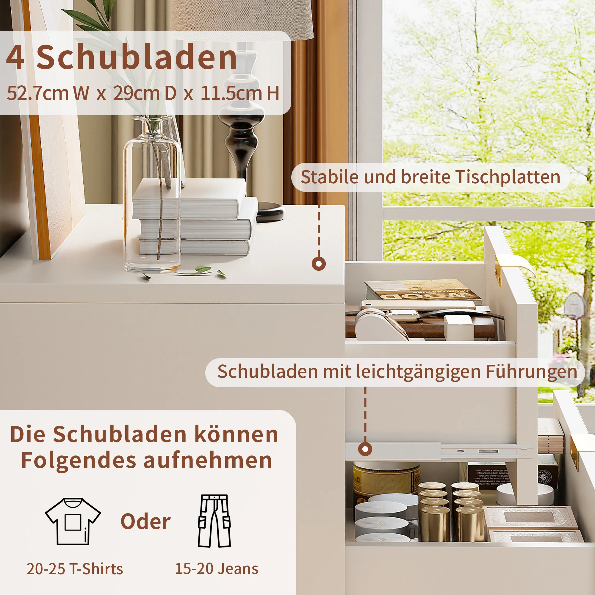 Rosahqnda Kommode mit 6 Schubladen, Schlafzimmer-Kommode, Aufbewahrungsmöbel mit Gewebtem Stoff, Einfacher und Eleganter Stil – Detail 12