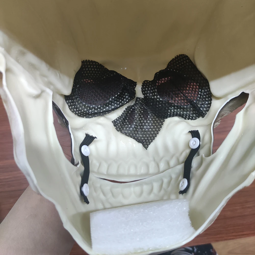 Full Head Skull Mask Carnival Adults Halloween Moveable Mouth Jaw Anime Horror Helmet Skeleton Headgear