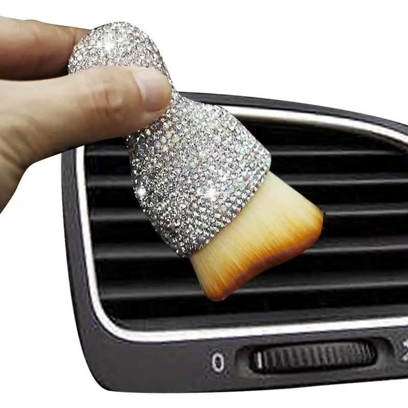 

Car Air Conditioner Vent Brush Bling Handle Car Scratch-Free Cleaning Brushes Soft Bristles Car Detailing Brushes For Dashboard