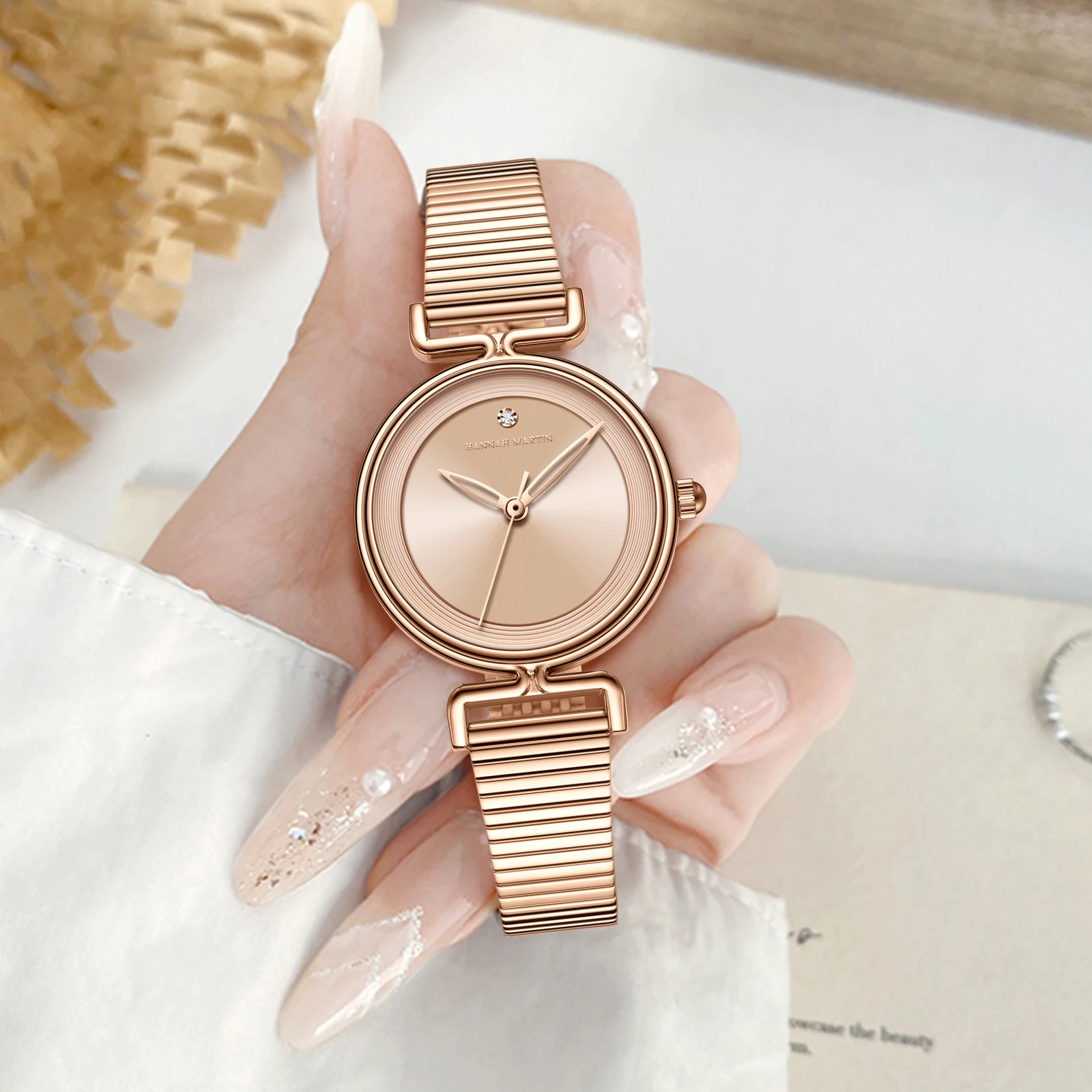 Hannah Martin Top Brand Original Women's Watch 29mm Mini Dial Rose Gold Luxury Fashion Japanese Quartz Movement Watch for Women 4