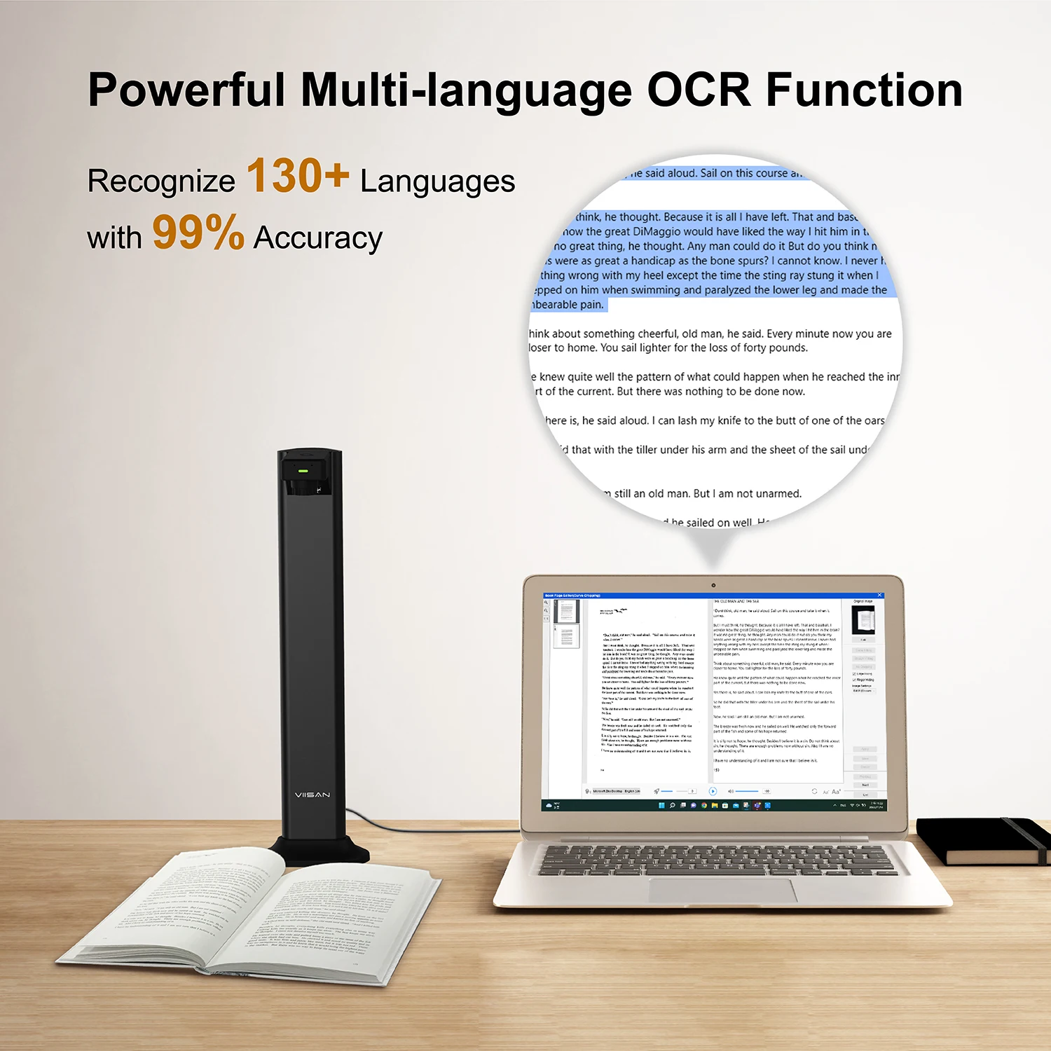 DL24 A3 Book Scanner 24MP Document Camera Asymmetrical Lighting Tech OCR Auto-Flatten Deskew Text to Speech