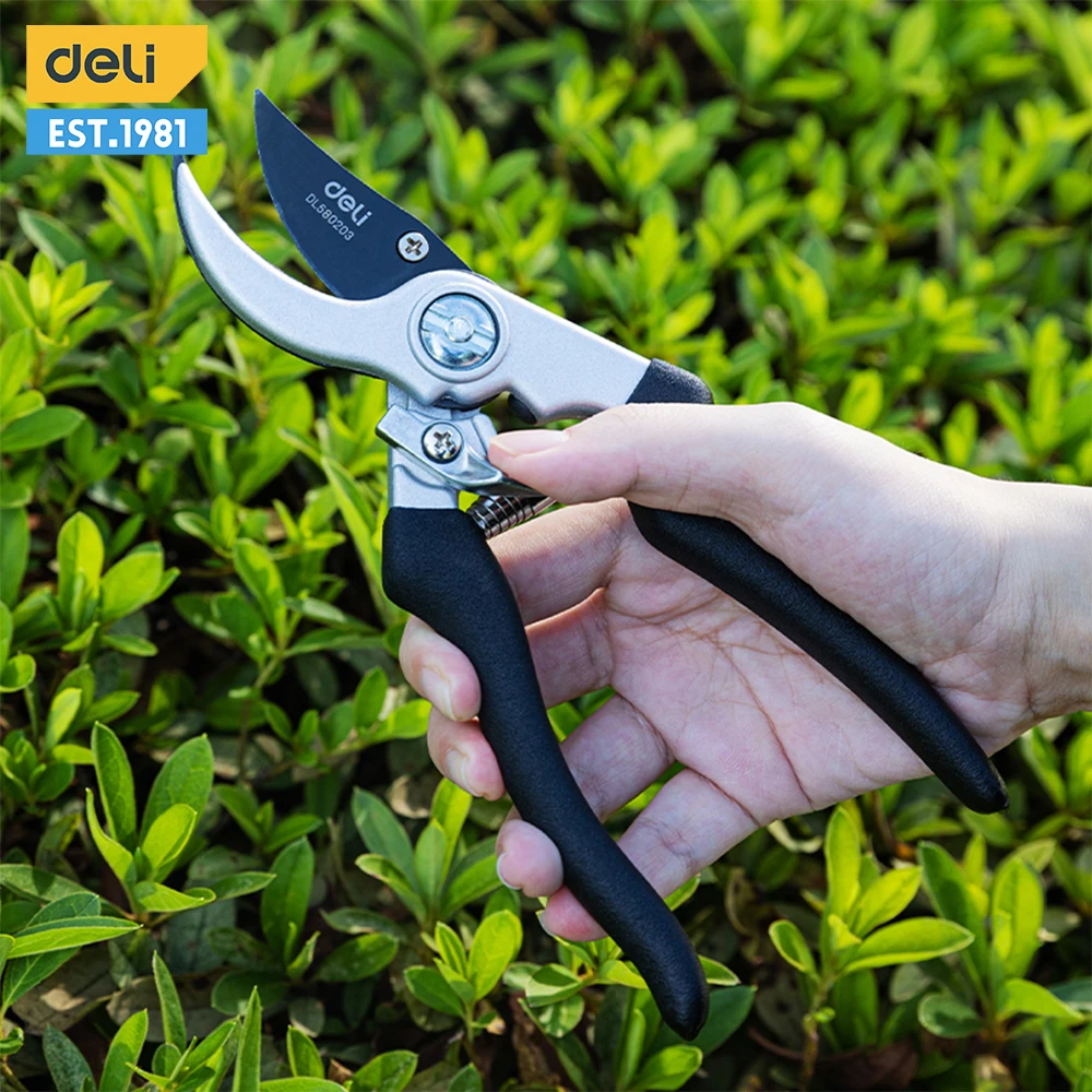 Deli Garden Pruner Pruning Shears 8.5 Inch Labor-saving Scissors for Gardening Tool Pruning Scissors Plants Garden Hand Tools