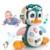Electronic Baby Crawling Toy With Music & Lights Learning Baby Toy Penguin Over 6 Months Old, Birthday Gift For Early Education 1
