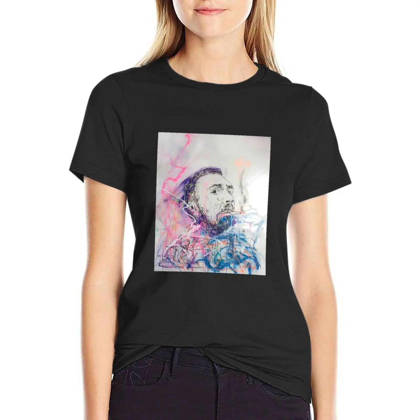 

Shnur, Sergey Shnurov, Leningrad Band, Original painting T-Shirt customizeds korean fashion T-shirt Women
