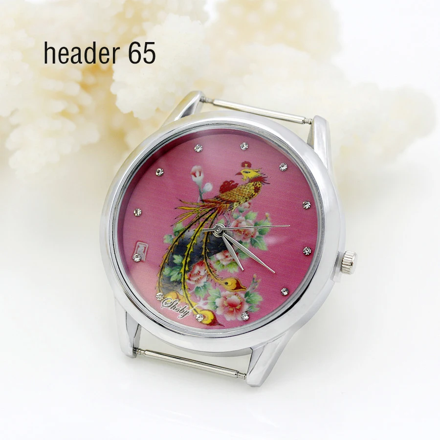 Shsby Diy Personality Watch Header Sliver Flower Panda Rabbit Peacock Phoenix Head Watch Accessories 61~70 watch dial accessories,watch face accessories