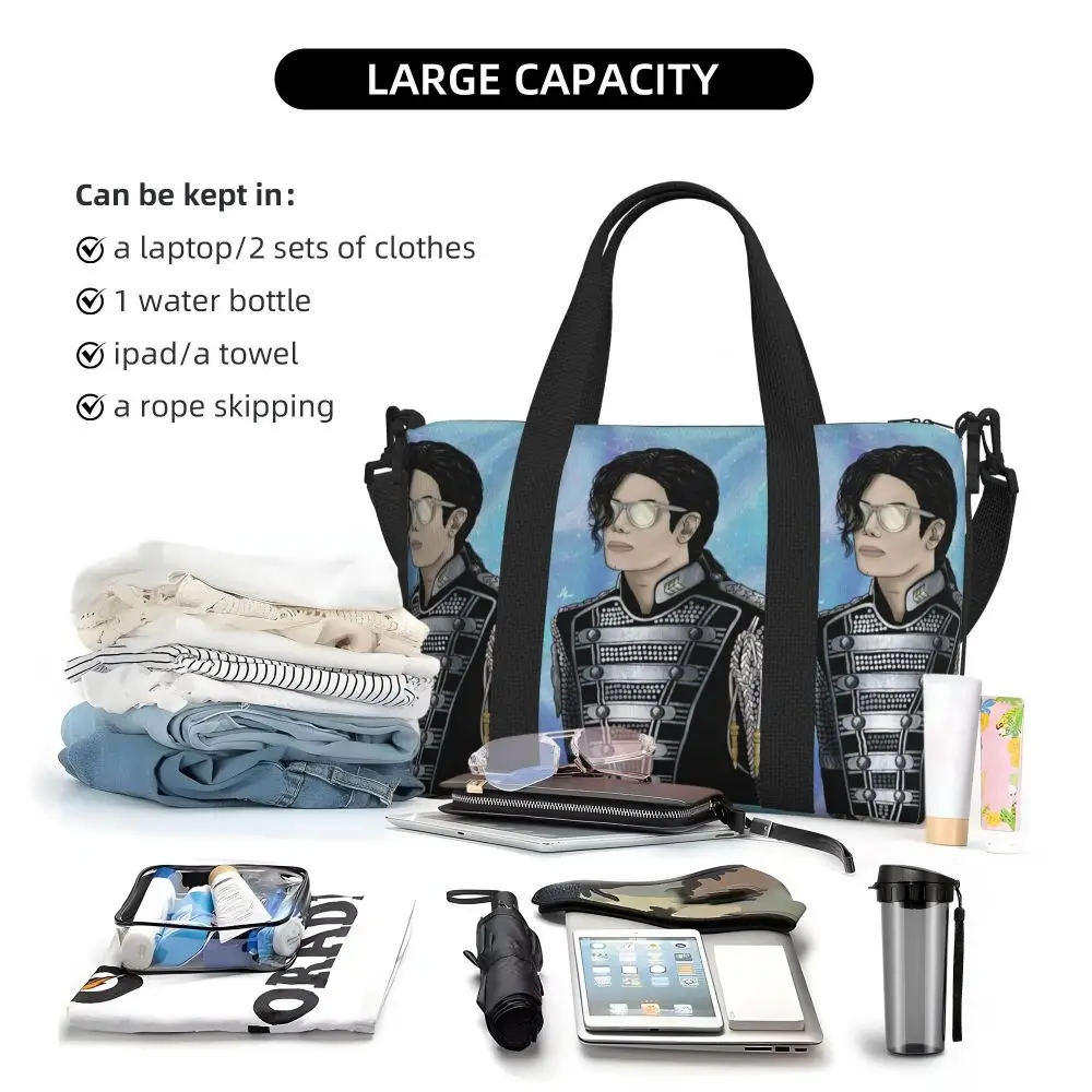 Michael Jackson Musicians Singers Dancers Beach Travel Bag Large Capacity Tote Bags for Sport Women Shopping Duffle Shoulder Bag