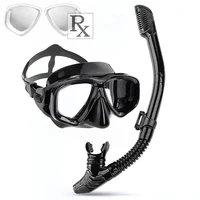 Customize Prescription Snorkeling Mask Gear Tempered Glass Corrective Swimming Mask Set with Dry Tube Diopter From -1.0 to -7.0 1