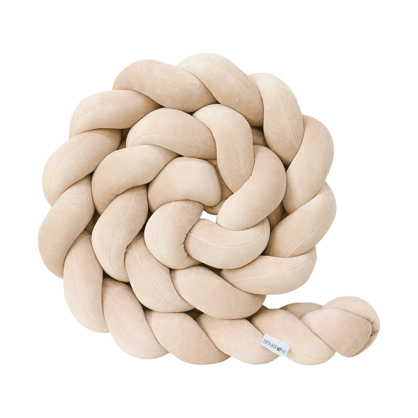 Braided Baby Crib Bumper (1.5M), Soft Knot Pillow Cushion for Crib Protection