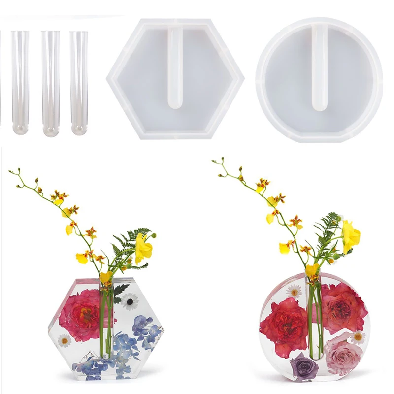 

Round Vase Flower Pot Silicone Mold Hexagonal Plant Incubator DIY Epoxy Resin Mold Handmade Crafts Home Decoration