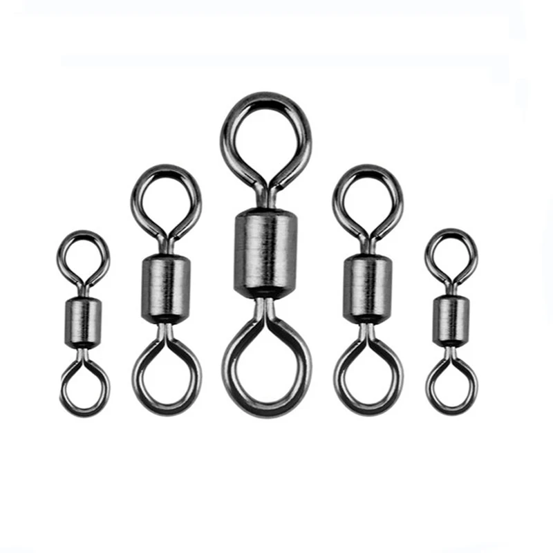 20/100pcs Fishing Barrel Bearing Rolling Swivel Solid Ring LB Lures Connector 17 Size Fishing Tackle Accessories Fish Tool 50pcs 1box fishing line wire braid knotless connector fishing lure hook barrel solid ring swivel carp accessory fish tackle tool