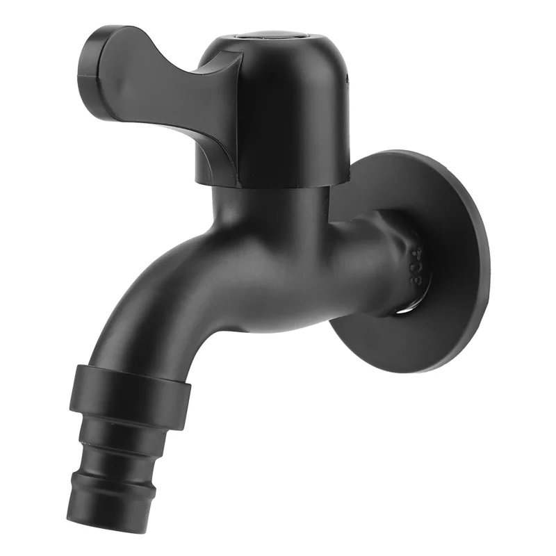 

1Pc Washing Machine 304 Stainless Steel Black Wall Mount Tap Garden Water Faucet