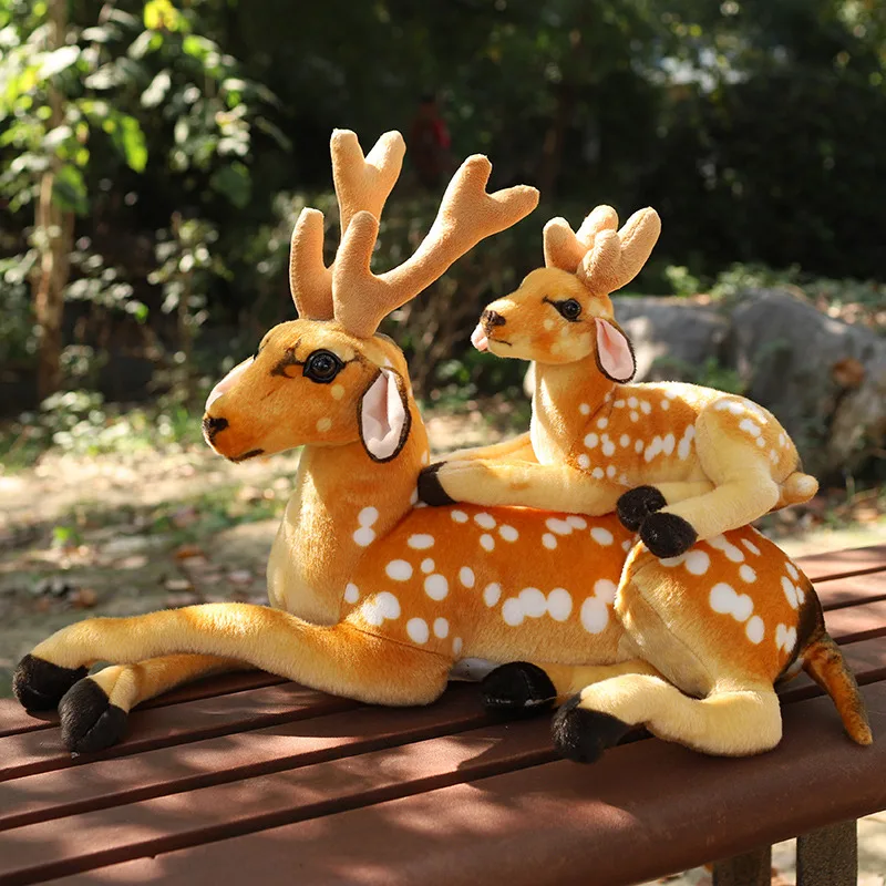 30-90cm Simulation Wild Lifelike Sika Deer Plush Toy Realistic Stuffed Animal Deer Plushie Doll for Kid Birthday Gift Home Decor