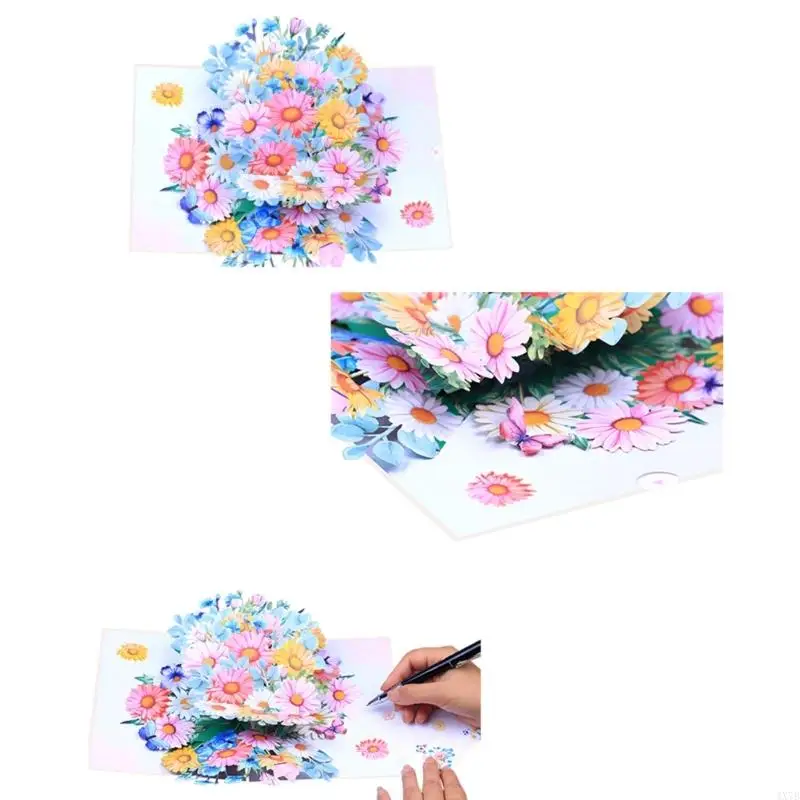 4X7B Bright Daisies 3D Surprise Card Greeting Card for Birthday Christmas Mother Day