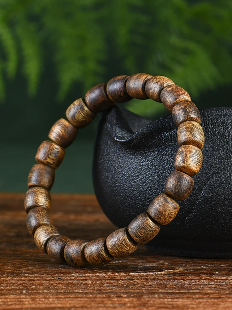 

High Quality Natural Hainan Qi Nan Agilawood Bracelet Buddha Beads Old Shape Beads Bulge Beads Crafts Wooden Bracelet