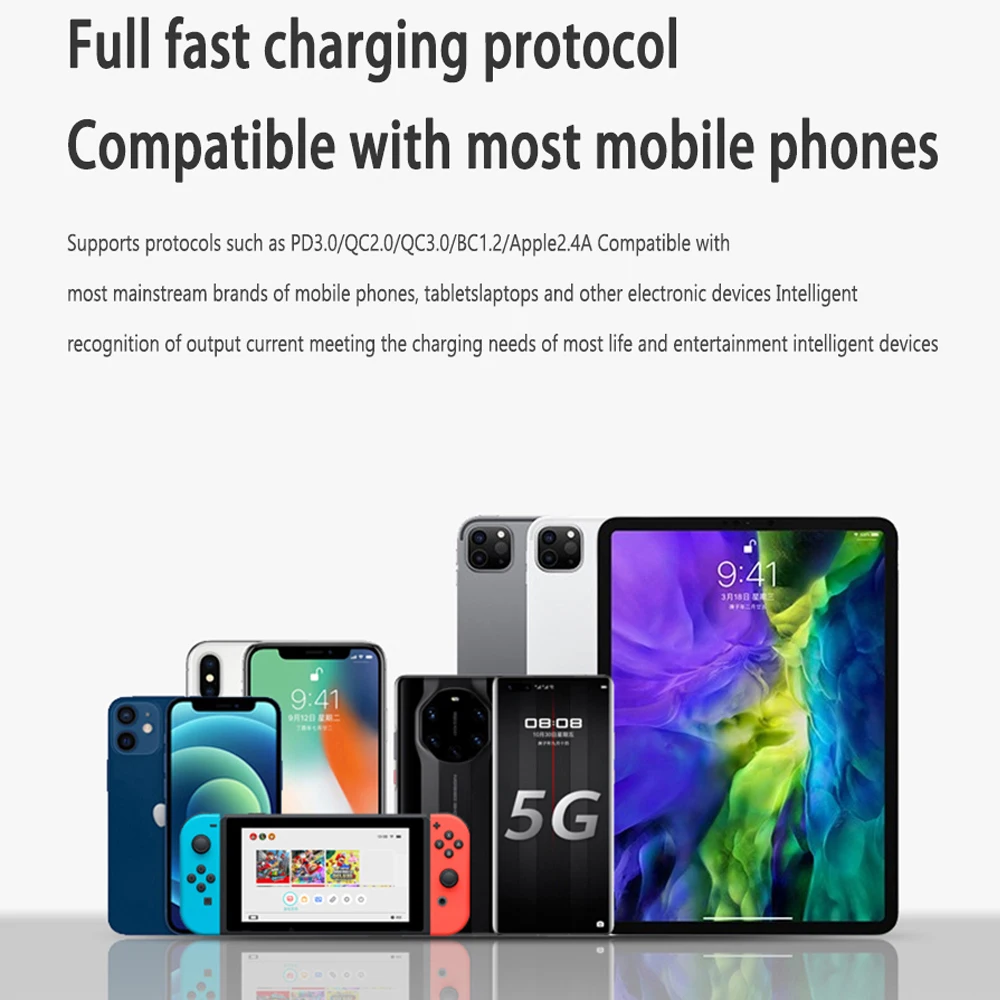 UGOURD PD 65W GaN 고속 충전기 전원 어댑터, USB A 및 C 타입, 빠른 충전, 영국 EU 미국 플러그, 아이패드 맥북 에어 노트북 아이폰용