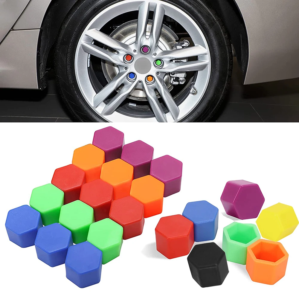 17mm 19mm 21mm Car Wheel Caps Bolts Covers Nuts Silicone Anti Rust Cover Auto Wheel Hub Protectors Styling Screw Cap 20Pcs