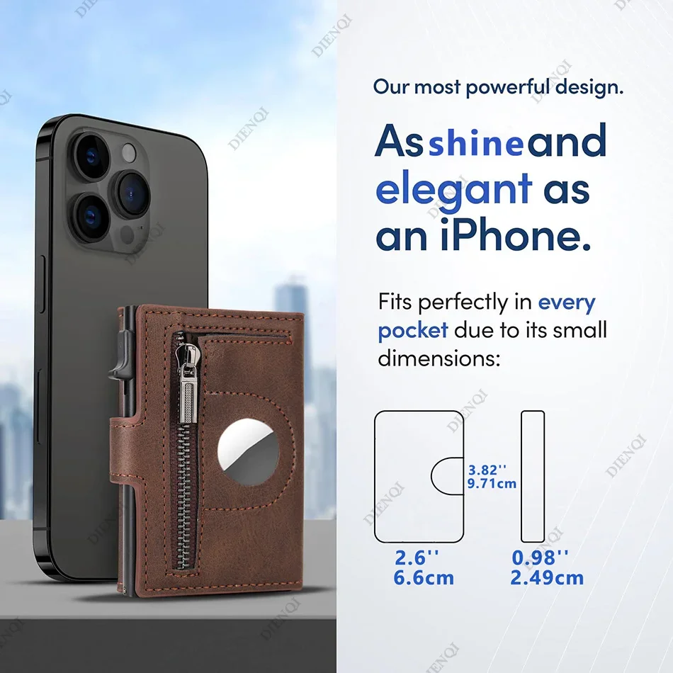 Rfid Credit Card Holder Men Wallets Aluminium Bank Cardholder Case Pop Up Male Purse Trifold Wallet for Air Tag Airtag Tracker 2