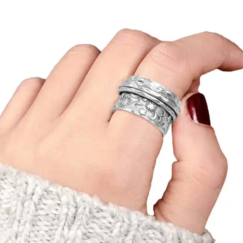 Simple Retro Star and Moon Ring for Women Men Creative Punk Hip Hop Personalized Ring Bohemian Jewelry Gifts طيز بنات صغار